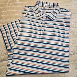 Peter Millar Mens XL Summer Comfort Multicolor Striped Polo Shirt EUC Stretch